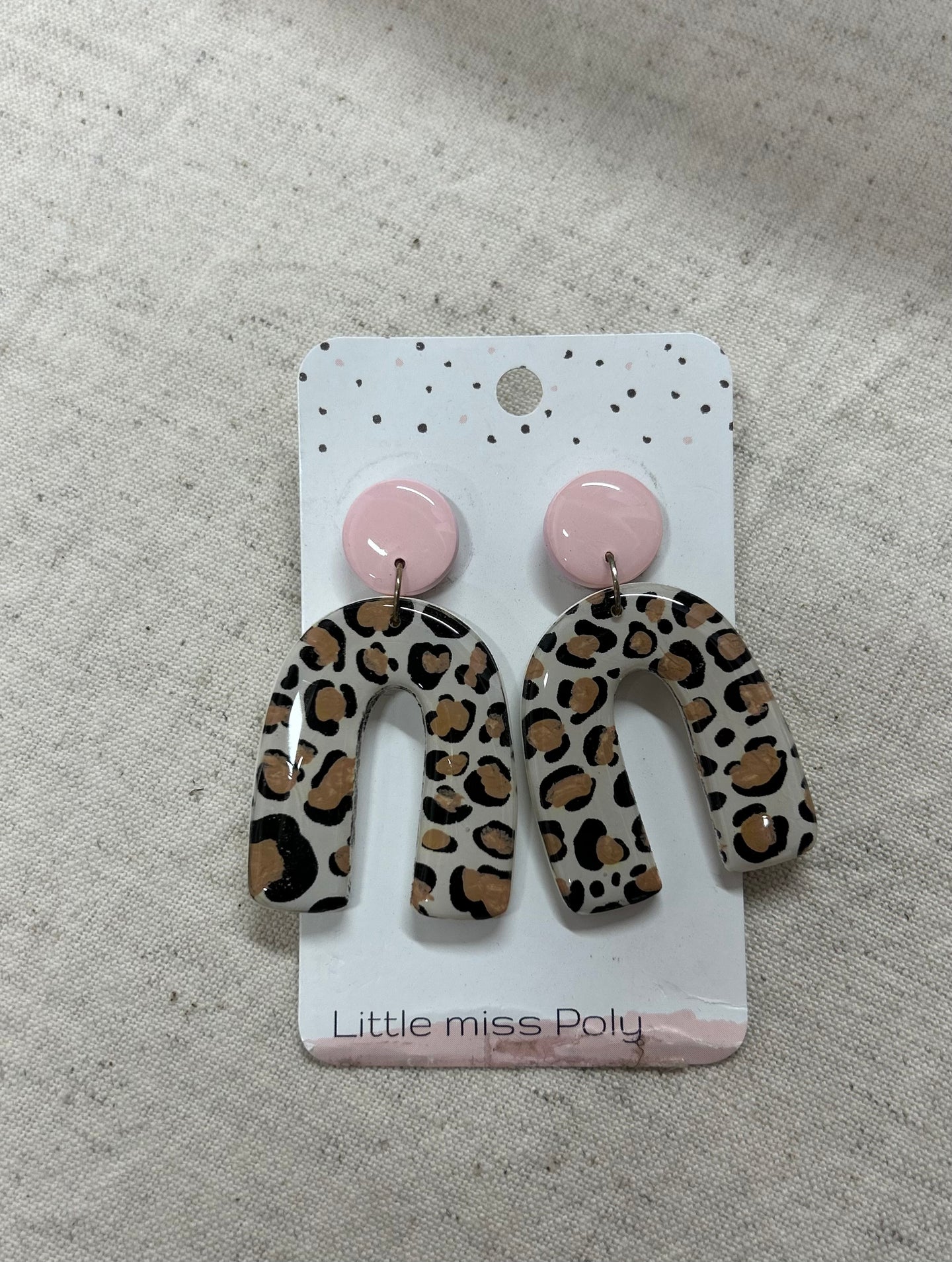 Pink Arch Leopard Resin Earrings