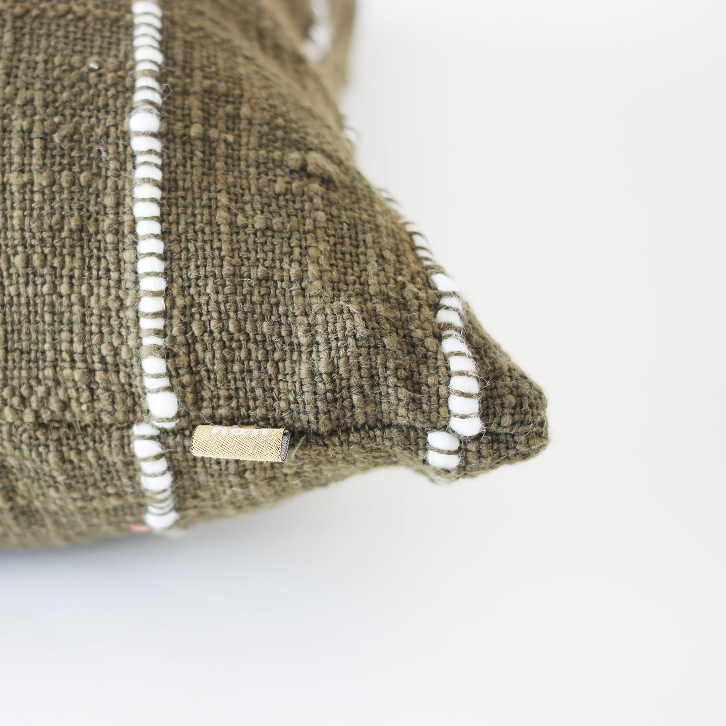 Striped Slub Cushion - Burnt Olive