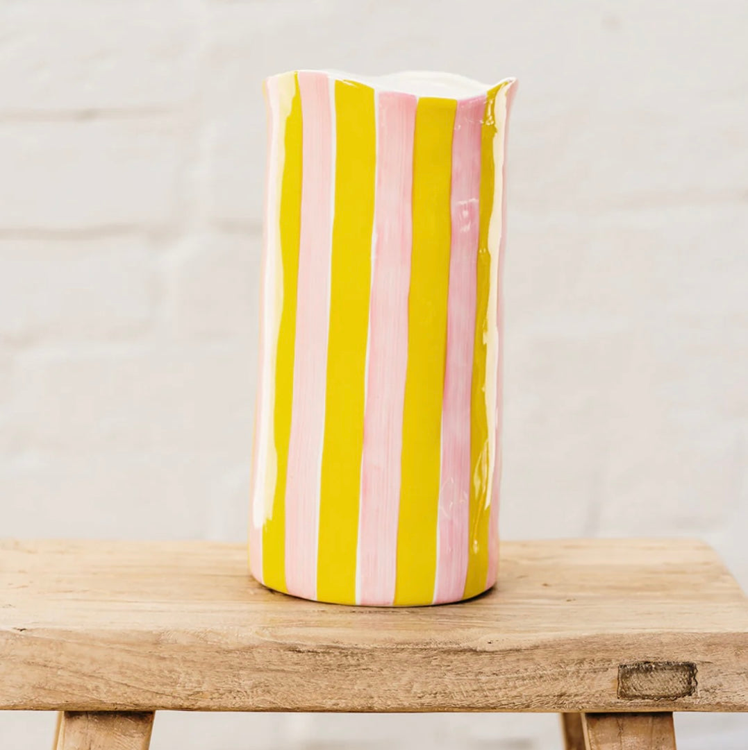 Large Vase - Yellow & Pink Stripe