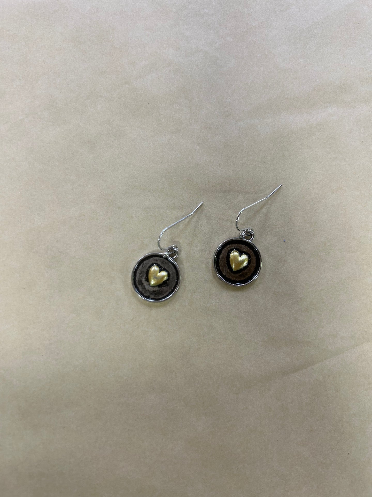 Black/Gold Heart Earrings