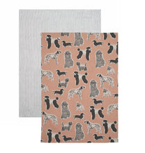 Load image into Gallery viewer, Woof Tea Towel - Salmon Pink Set 2
