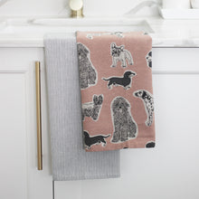 Load image into Gallery viewer, Woof Tea Towel - Salmon Pink Set 2
