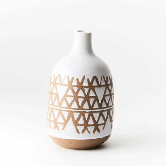 Meknes Vase - White/Tan